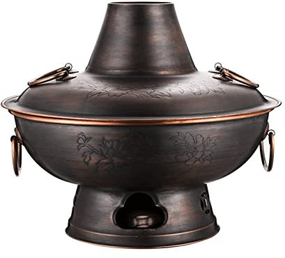 Kupfer Heißer Topf Jahrgang Holzkohle Shabu Shabu Feuertopf Für 3-8 Personen Zuhause Gruppe Familientreffen Shabu-Eintopf Küchenherd Chinesisch Traditionell Suppengeschirr (5 Größen),C,40cm