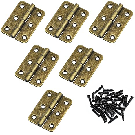 JJWNMLL 6 bisagras de puerta retro de 2 pulgadas, bisagras plegables a tope de madera gruesa para muebles del hogar, armario, puerta, cajón de madera (bronce antiguo)