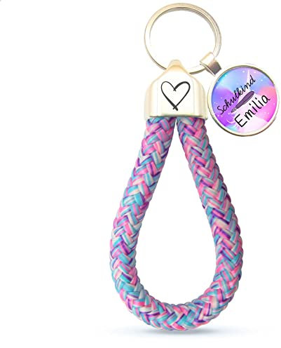 MeLifestyle Schlüsselanhänger Atlantic Endlich Schulkind mit PERSONALISIERTEM Schlüsselanhänger Endlich Schulkind mit Name Geschenk zur Einschulung (Rosa)