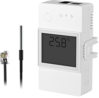SONOFF Interruptor Wifi Inteligente Sensor De Monitor De Temperatura THR320D 20A, Control Remoto De AplicacióN, Compatible Con Alexa/Google Home/Ifttt (Con WTS01)