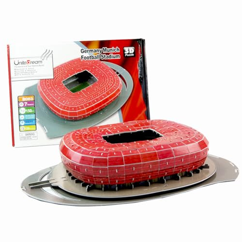 Habarri - Allianz Arena Puzzle 3D - 3D Puzzle Stadion - 3D Fußballstadion für Kinder und Erwachsene - Fußballstadion Modell - Modellbau - 150 Elemente
