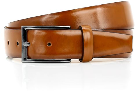 LINDENMANN Ledergürtel Anzug Herren, Anzug Gürtel Herren 35 mm breit, Gürtel Anzug Herren, Vollrindleder cognac