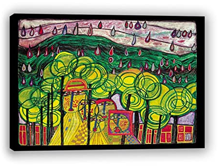 IKYE Kunstdruck, Friedensreich Hundertwasser, abstraktes Gemälde, gerahmt, 50 x 75 cm, für Wohnkultur, Wandkunst, Wohnzimmer, Schlafzimmer, Küche, Fitness, Badezimmer