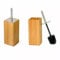 Toilet Brush and Holder Wood Square Base with Stainless Steel Handle - Exchangeable Brush Head, Easy to clean