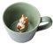 DIHOclub Squirrel Ceramic Cup Hidden 3D Animal Inside Mug,Cute Cartoon Handmade Figurine Mugs,Holiday and Birthday Gift for Coffee Milk Tea Lovers,12 OZ(Light Green)