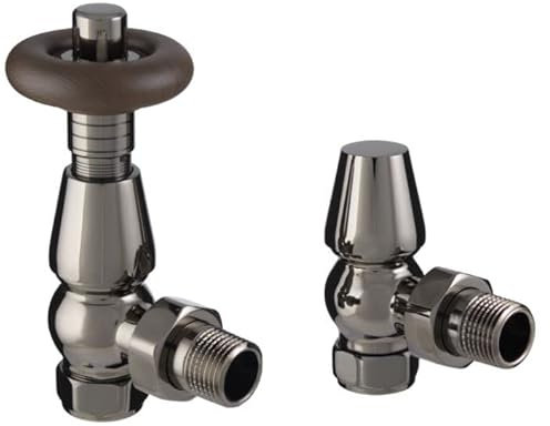 Excel Home Thermostatic Radiator Valves - Traditional Design 1/2 x 15mm Metal Head Radiator Valves - Angled Black Nickel