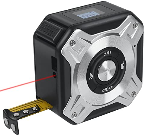 Zeerkeer Metro di Nastro Laser,Ricaricabile Metro Laser con Display Digitale per Lunghezza Distinza Area Volume Misura Continua,Misuratore Laser 40M e Telemetro a Nastro 5M (23B02301)