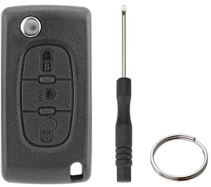 3 Tasten Fernbedienung Klapp Schlüsselgehäuse Kompatibel für Peugeot 207 308 407 607 807 und Citroen C2 C3 C4 C5 C6 C8 DS3 DS4 (Scheinwerfer Tasten VA2 CE0523)