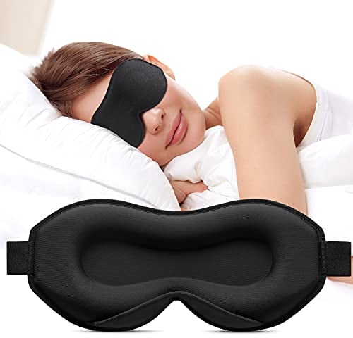 Umisleep Schlafmaske für Seitenschläfer, 3D-Augenhöhlen und verstellbares Gummiband, lichtblockierend und atmungsaktiv, Augenmaske für Männer und Frauen, geeignet für Reise-Yoga, Schwarz