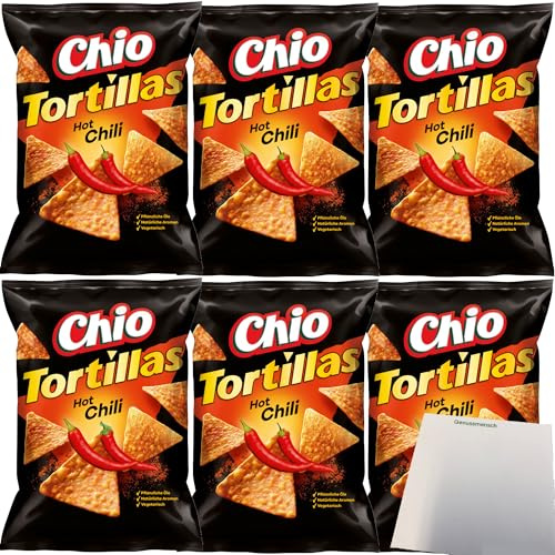 Chio Tortillas Hot Chilli 6er Pack (6x110g Packung) + usy Block