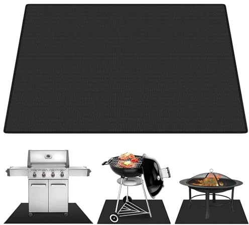 Tappeto Ignifugo 100 x 150 cm, Tappeto Ignifugo per Camino, Pieghevole Tappetino per Braciere in Fibra di Silicone, Tappeto Per Stufa Per Barbecue, Prato, Giardino, Pavimento, Cortile, Nero