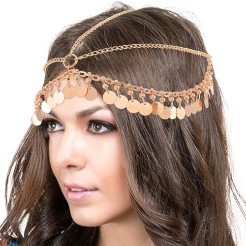 Reaky chaîne de tête à paillettes, style Boho, glands, serre-tête de mariée, bandeau doré, accessoires pour cheveux de Festival pour femmes