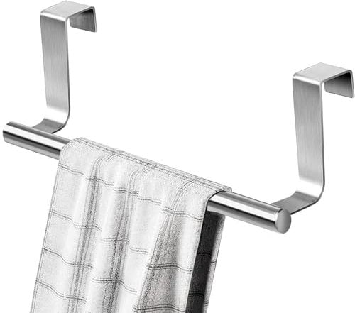 Porta salviette, porta salviette da porta cm 23, cucina, porta strofinacci senza forare, porta salviette, appendiabiti da porta per bagno e camera (argento)