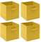 Homullel Foldable Storage Cube Boxes Set of 4, Storage Unit Box with Handle/Eyelet, Collapsible Storage Bins Organiser for Shelf Closet Organization (With Handle, Yellow)