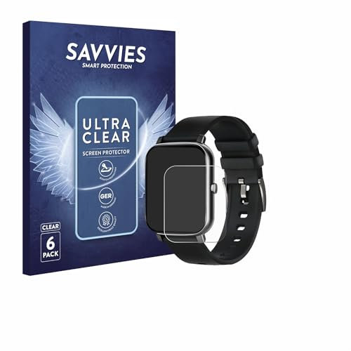 savvies Protector Pantalla para Ibetter Smartwatch 1.69 (6 Unidades) Película Ultra Transparente
