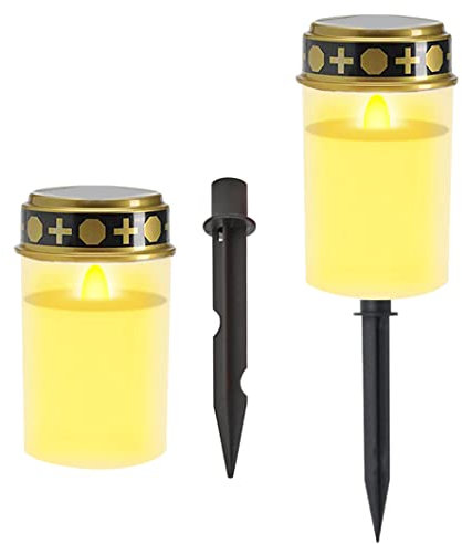 CUCUFA Luces solares para Cementerio, Tumba de Cementerio de Cross Solar, Luces solares de Cementerio, lámpara Conmemorativa Vela de LED electrónica sin flamas para Ritual de Cementerio al Aire Libre
