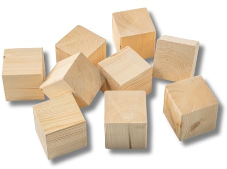 BAVASTYLE Cube - 9 XXL Fichten Holzwürfel 10x10x10cm - Holzklötze zur Dekoration, individuell gestaltbare Holz Deko - Würfel zum Bauen & Basteln - PEFC zertifiziertes Echtholz