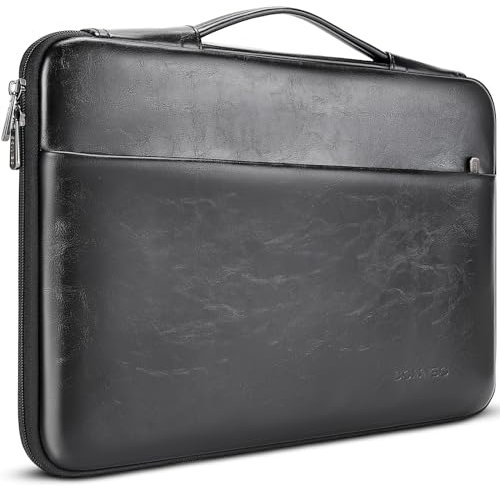 DOMISO 14 inch Laptop Sleeve Case Water-Resistant PU Computer Cover Bag for HP, Asus, Dell Notebook,Black