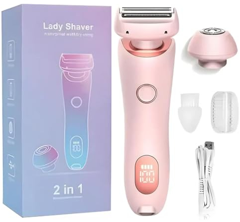 SkinGlow Pro - Nanorasierer, SkinShine Pro - Rasierer, Beautibloom Razor, Glide Pro Premium Rasierer, intimrasierer für frauen, Elektrische Bikini Trimmer Rasierer mit LED-Anzeige für Damen (Rosa)