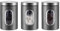 kiss me 3 Pcs Kitchen Canister Set，Stainless Steel Food Storage Jar With Window Coffee Tea Sugar Caddy Container For Home, Kitchen, Counter (Silver)