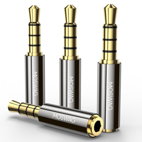 MOSWAG Headphone Adapter 3.5mm to 2.5mm Adapter, 3.5mm Male to 2.5mm Female Gold Plated Audio Jack Connector Stereo/Mono Auxiliary Plug for Headphone Earphone Speaker(4 Pack)