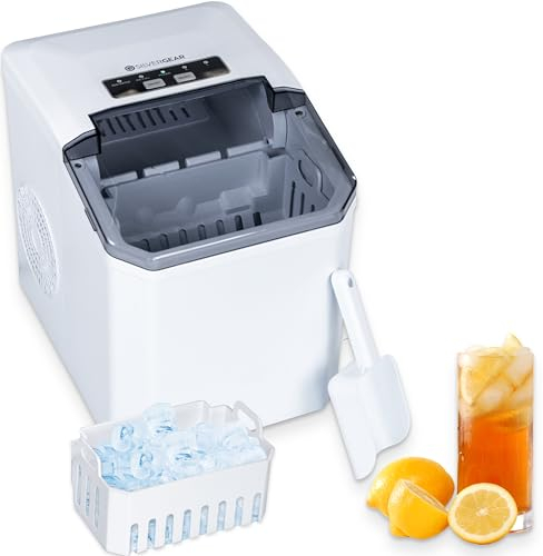 Silvergear Eiswürfelmaschine für 9 Eiswürfel in 6 Minuten | Ice Cube Maker | Eismaschine Selbstkühlend | 13KG Eiswürfel pro Tag & 2 Eiswürfelgrößen, 2,1 L Wassertank | Weiß