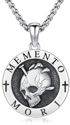 OHAYOO Totenkopf Kette Herren 925 Silber Totenkopf Anhänger Memento Mori Halskette Halloween Skelett Schmuck für Herren Männer