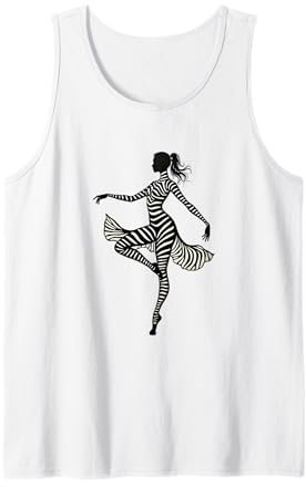 Trendy Zebra Print Ballerina Ballet Dancer Women Teens Girls Tank Top