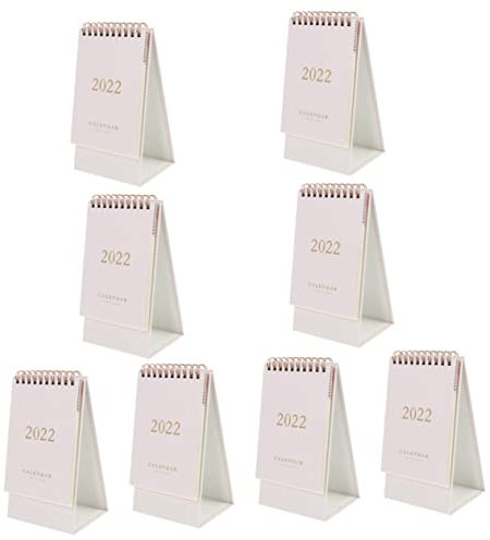 DRINGP 8 Stück 2022 Tischkalender, Tischkalender, Tischkalender für 2022, Tisch-Staffelei, Tischkalender 2022, stehend, monatliche Notizblöcke, Notizbuch, Kalender, Umblättern, Lipgloss-Papier, Büro,