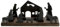 Kerzenhalter Krippe schwarz - 32 x 9 cm - Weihnachtsdorf Silhouette mit Haltern für 4 Teelichter - Weihnachten Advent Winter Kerzen Ständer Tisch Fenster Schattenspiel
