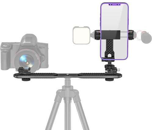 Tripod Phone Mount 360° Rotating with 3 Cold Shoe Mounts | Fits 5.5-11.5cm phones with 180° tilt, 1/4 inch thread and secure grip for stable video creation