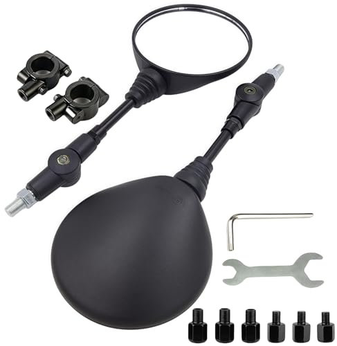 MAKGAGAAI Verstellbare Motorrad Spiegel Set mit M8 M10 Rechts- und Linksgewinde, 360° Drehbar, 22mm Lenkerklemmen für ATV/Roller/Quad/Motorrad/Streetbike