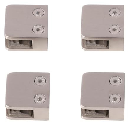 RYPRY 4PCS 6-10mm Heavy Duty Stainless Steel Glass Clamp Brackets - No Drill Wall Mount Frameless Clamps with Rubber Inserts for Shower Screens, Glass Balustrades & Partitions (8mm Glass)