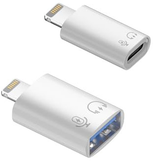 Votvlog Adaptador de Enchufe USB-C a Lightning, Adaptador OTG de Lightning a USB-A con Carga rápida/Transferencia de Datos/Audio de 10 W para iPhone 14/13/12/11 Pro MAX/iPad/iPod/AirPods.