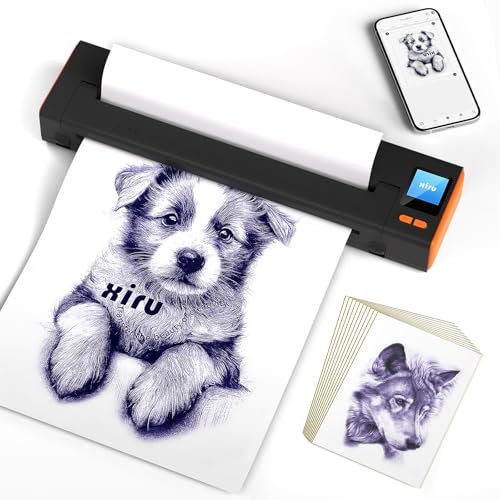 XR3 Tattoo Drucker Bluetooth Stencil Drucker Mit LED-Anzeige, Mini Tattoo Stencil Tattoo Printer Transfer Maschine Kompatibel Mit Android IOS, Kabelloser Thermodrucker Mit 10pcs Transferpapier(Orange)