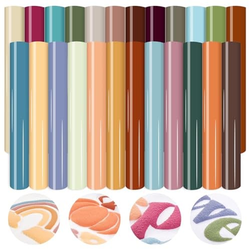 HTVSTD 3D Puff Vinyl Wärmeübertragung-24 Stück 12 * 10 im Herbst Farbe HTV Vinyl Schaum Bügeln auf Vinyl für T-Shirts dunkle Farbe HTV kompatibel mit Allen Schneidemaschine