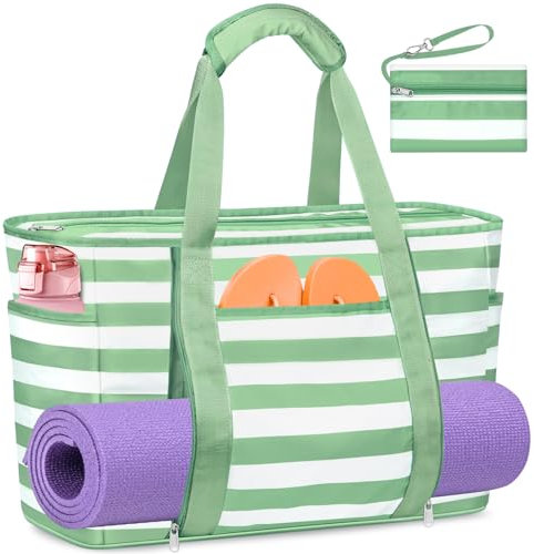 TEUEN Große Strandtasche mit Reißverschluss, 50L Wasserdicht & Faltbare Badetasche Damen XXL Familie Reisetasche Beach Tote Bag Shopper Damen für Strand, Pool, Reisen, Fitnessstudio und Einkaufen