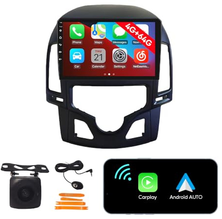 [4G 64G] Android Car Stereo FM Radio Carplay Android Auto 9 Touchscreen Headunit Media Player with Backup Kamera Für Hyundai I30 2009 2010 2011 at