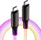 RGB 6A USB C to USB C Cable, Light Up Charger Cable Flowing LED Lights Charging Cables Car USB C Cord for Galaxy S25/S25 Ultra/S24/S24 Ultra Huawei, Xiaomi, 66W Fast Charging,1M/3.3Ft