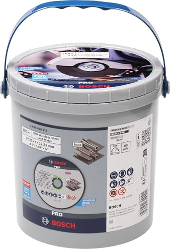 Bosch 100x Disco Corte Abras. PRO Inox/Metal LongLife 22,23mm | para Acero, Acero inoxidable, Ø 125 mm, Professional Accesorios Amoladora pequeña