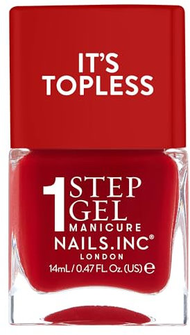 Nails Inc Topless Kendall (Lippenstift-rot) – Gel-Nagellack ohne UV – 1-Schritt-Maniküre mit ca. 8 Tagen Halt – Schnelltrocknend, vegan & 21-free – Für Kinder & Erwachsene – ohne Base & Top Coat