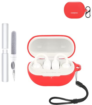 Silikon-Schutzhülle für SoundPEATS Pop-Clip-Ohrhörer – langlebige und umweltfreundliche Bluetooth-Kopfhörerabdeckung mit präzisen Löchern und Ladekompatibilität – stoßfest, angenehme Haptik, Rot