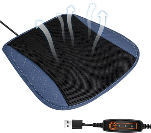 Wpsagek Cooling Car Seat Cushion - Car Front Seat Cooling Cushion Ventilated - Three Wind Speeds USB Plug-in with 8 Fans Quiet Solution for Daily Commuting