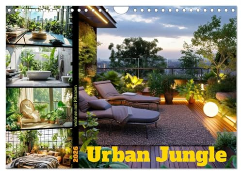 Urban Jungle - wohnen mit Pflanzen (Wandkalender 2026 DIN A4 quer), CALVENDO Monatskalender: Schaffe eine natürliche Oase mitten in der Stadt (CALVENDO Kunst)