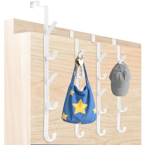 Tahbarshi Türhaken zum Einhängen, 4 Stück x 5 Haken Türgarderobe zum Einhängen, Edelstahl Türhaken Innenseite, Platzsparende Kleiderhaken Tür, Garderobe Tür