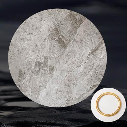 Decmiroor Drehplatte, 360° Drehbar Servierplatte, 80CM Runder Lazy Susan Drehteller aus Marmor, 100CM Esstisch Organizer Tablett für Küchen-esstisch Hoteldrehtisch(Gray,32inch)