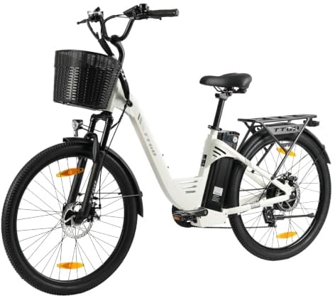 ttgo E Bike 26 Zoll, Elektrofahrräder für Herren & Damen mit 36V 18Ah Akku, 80–120 km Reichweite, mit LCD Display, 7-Gang Schaltung, Aluminiumrahmen Elektrofahrrad mit LCD Display, Korb, C2 PRO