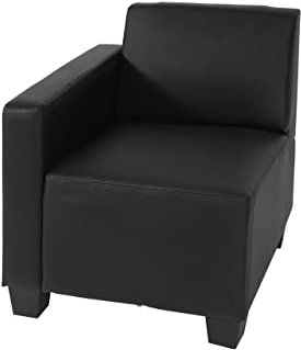 Mendler Modular Seitenteil Links, Sessel mit Armlehne Lyon, Kunstleder - schwarz