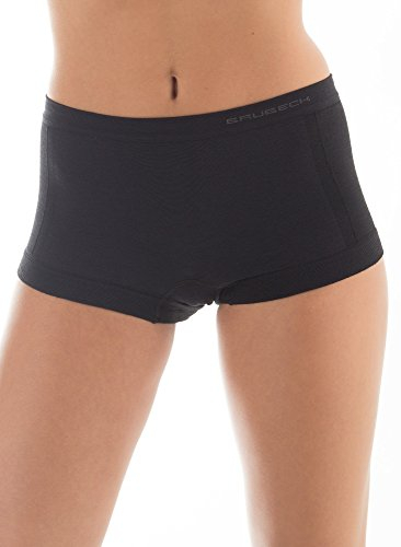 BRUBECK 3er Pack Merino Damen Boxershorts | Atmungsaktiv | Sport | Unterhose | Funktions-Unterwäsche | Panty | 41% Merino-Wolle | BX10440 L Schwarz