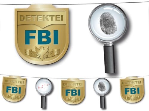 3,5m Wimpelkette * DETEKTIV * als Deko für Kindergeburtstag und Party | Girlande Kinder Geburtstag Girlande Partykette Sherlock Holmes FBI
